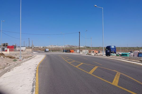 Construction of road lighting in the new peripheral road of Thira Island